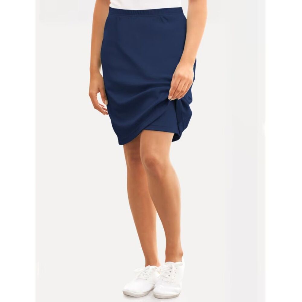 NEW Navy Blue Plus Sz 3XL Elastic Waist Soft Stretchy Cotton Skort Pockets BLAIR